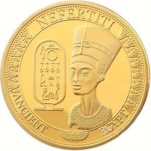 14K GOLD LAYERED ANCIENT EGYPTIAN QUEEN NEFERTITI COLLECTIBLE COIN